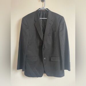 Tasso Elba 100% Wool Black Pinstripe Men’s Blazer Soze 40R Comero Woven in Italy
